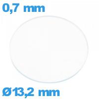 Verre montre en verre minéral circulaire 13,2 mm plat