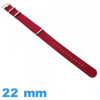 Bracelet tissu 22 mm Nato Rouge foncé pour montre