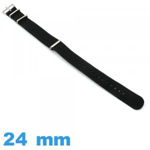 Bracelet de montre Nato 24 mm Noir tissu