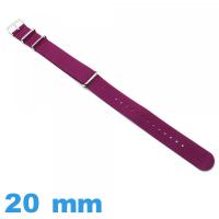Bracelet 20mm pour montre Violet Nato tissu