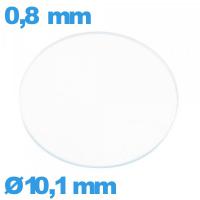 Verre circulaire 10,1 mm plat de montre verre minéral