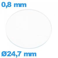 Verre circulaire plat 24,7 mm verre minéral montre