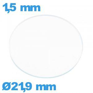 Verre de montre 21,9 mm plat verre minéral circulaire