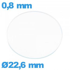 Verre de montre verre minéral circulaire 22,6 mm plat