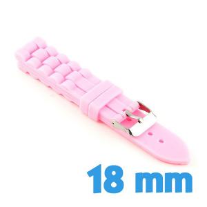 Bracelet montre pas cher 18 mm silicone rose