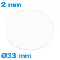 Verre 33 mm pour montre plat circulaire verre minéral