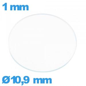 Verre circulaire plat 10,9 mm en verre minéral pour montre