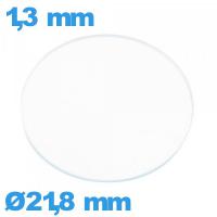 Verre montre verre minéral circulaire 21,8 mm plat