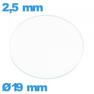 Verre pour montre 19 mm plat en verre minéral circulaire