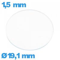 Verre 19,1 mm circulaire plat de montre en verre minéral