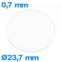 Verre montre 23,7 mm plat en verre minéral circulaire