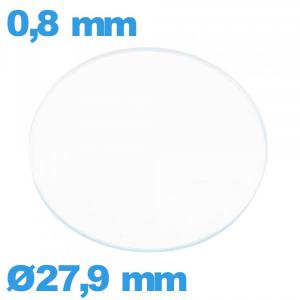 Verre de montre verre minéral circulaire 27,9 mm plat