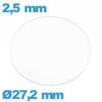 Verre plat verre minéral circulaire 27,2 mm montre