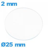 Verre plat verre minéral circulaire 25 mm de montre