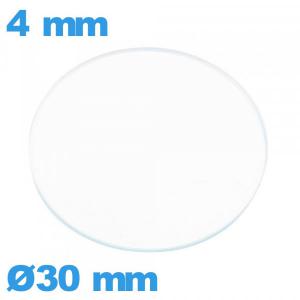 Verre plat 30 mm montre verre minéral circulaire