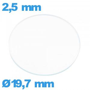 Verre circulaire plat 19,7 mm en verre minéral montre