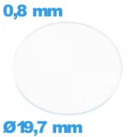 Verre pour montre 19,7 mm plat verre minéral circulaire