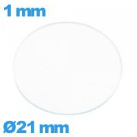 Verre plat verre minéral montre circulaire 21 mm