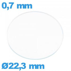 Verre montre 22,3 mm plat en verre minéral circulaire