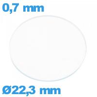 Verre montre 22,3 mm plat en verre minéral circulaire