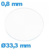 Verre circulaire 33,3 mm plat montre en verre minéral