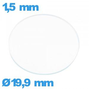 Verre plat montre verre minéral 19,9 mm circulaire