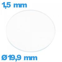 Verre plat montre verre minéral 19,9 mm circulaire