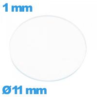 Verre circulaire plat 11 mm en verre minéral de montre
