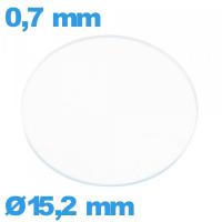 Verre plat en verre minéral circulaire 15,2 mm montre