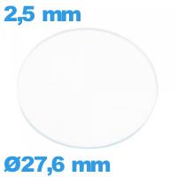Verre plat en verre minéral circulaire 27,6 mm pour montre
