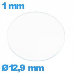 Verre plat verre minéral circulaire montre 12,9 mm