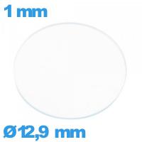 Verre plat verre minéral circulaire montre 12,9 mm