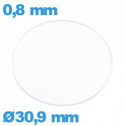 Verre plat verre minéral circulaire 30,9 mm pour montre