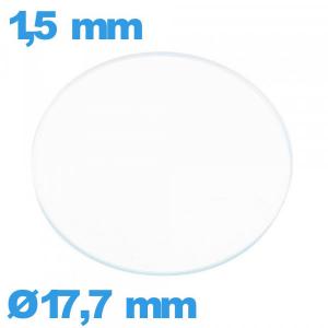 Verre circulaire en verre minéral 17,7 mm plat pour montre