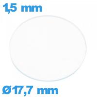 Verre circulaire en verre minéral 17,7 mm plat pour montre