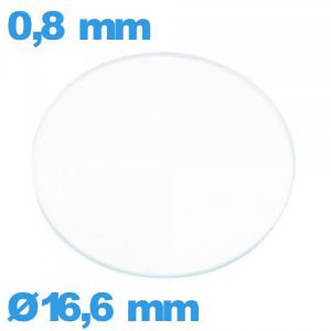 Verre plat de montre verre minéral 16,6 mm circulaire