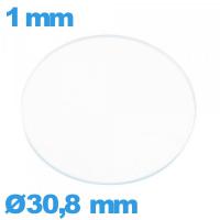 Verre de montre 30,8 mm plat en verre minéral circulaire