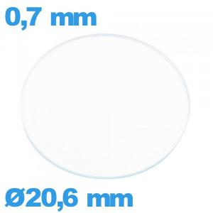 Verre plat en verre minéral montre circulaire 20,6 mm