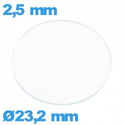 Verre de montre 23,2 mm plat verre minéral circulaire