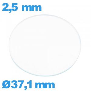 Verre 37,1 mm circulaire plat montre verre minéral