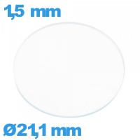 Verre 21,1 mm circulaire plat de montre verre minéral