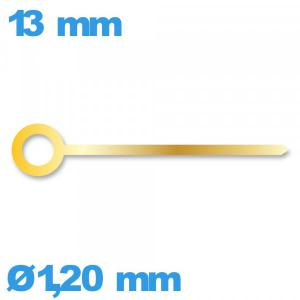 Aiguille des heures seule diamètre : 1,20mm long : 13 mm  pour mouvement montre - doré