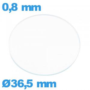 Verre pour montre 36,5 mm plat verre minéral circulaire