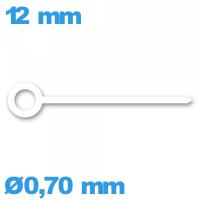 Aiguille blanc   Ø0,70 mm long : 12mm  des minutes de mouvement de montre