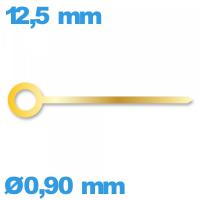 Aiguille  pour mouvement de montre doré diamètre : 0,90mm  taille : 12.5 mm de marque Horotec Suisse
