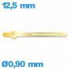 Aiguille marque Horotec doré   Ø0,90 mm long : 12.5 mm  cadran central des minutes  de montre luminescente