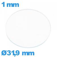 Verre plat verre minéral circulaire montre 31,9 mm