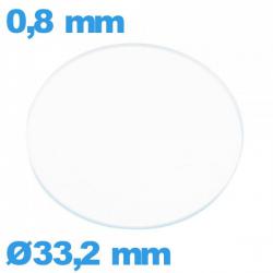 Verre circulaire en verre minéral 33,2 mm plat de montre