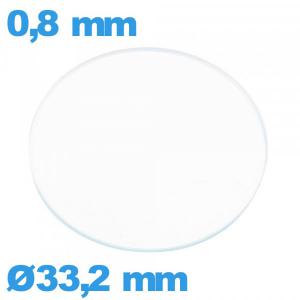 Verre circulaire en verre minéral 33,2 mm plat de montre