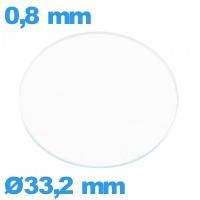 Verre circulaire en verre minéral 33,2 mm plat de montre